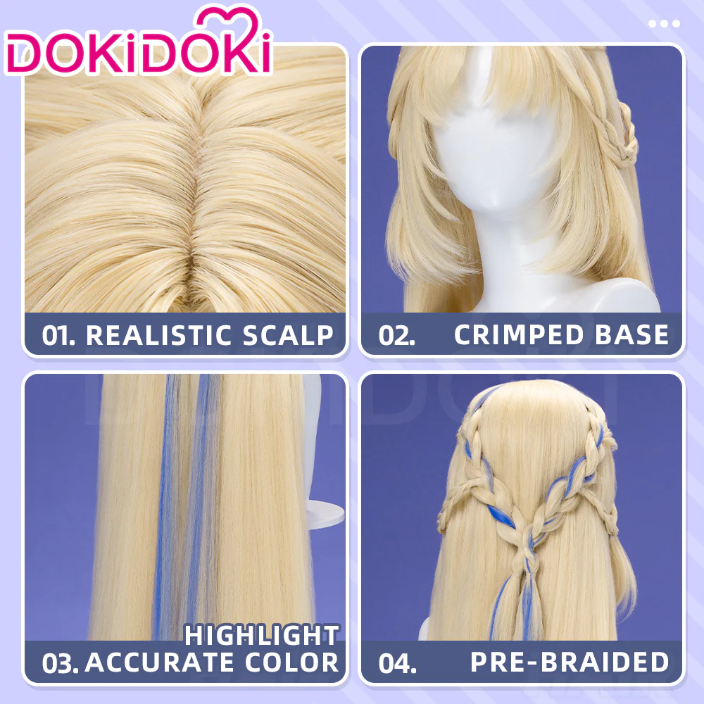【Ready For Ship】DokiDoki Game Genshin Impact Cosplay Nicole Reeyn Wig Long Blonde Hair " N " Song of the Welkin Moon - Image 4