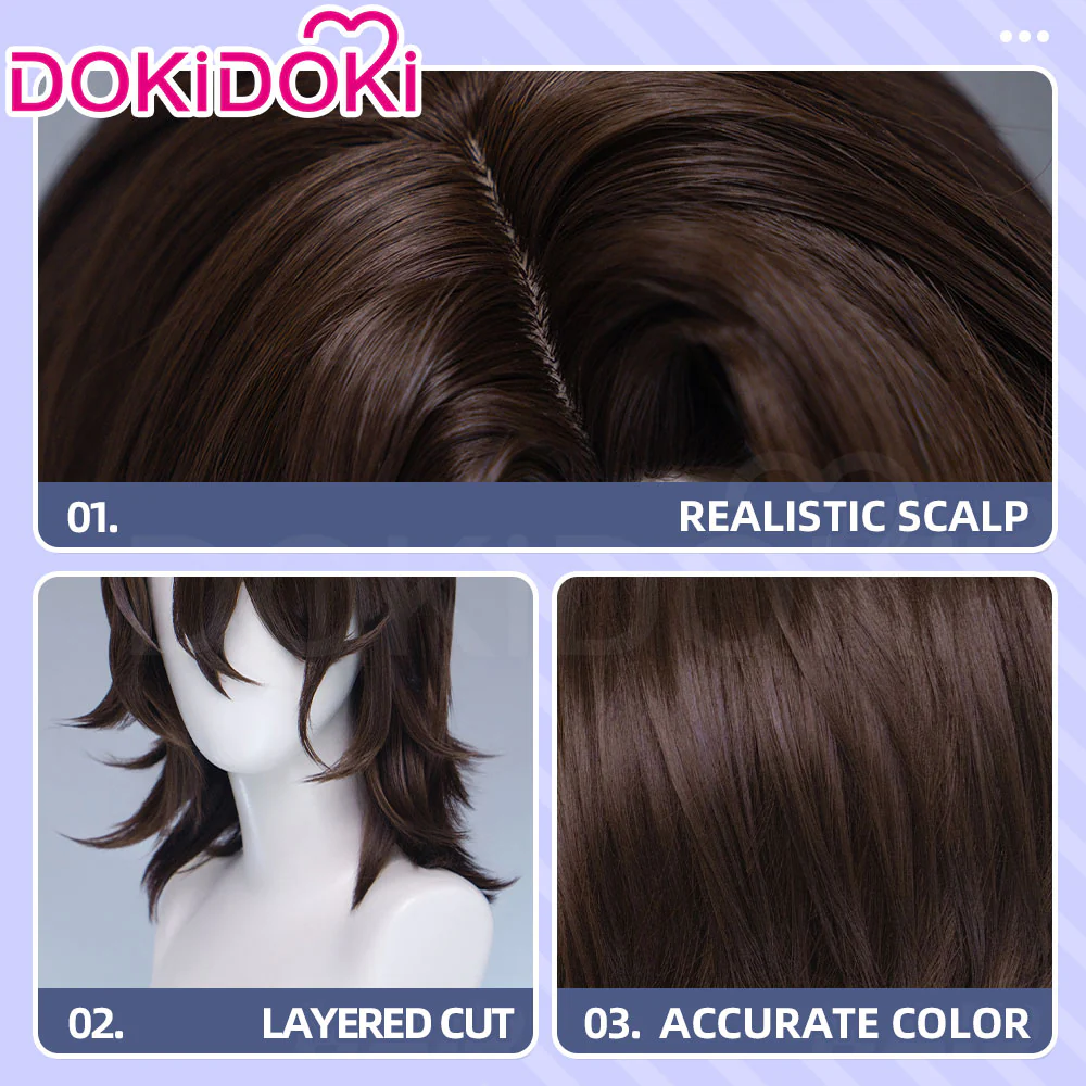 【Partial Ready For Ship】DokiDoki Game Genshin Impact Cosplay Rerir Wig Long Curly White / Dark Hair Racher of Solnari - Image 11