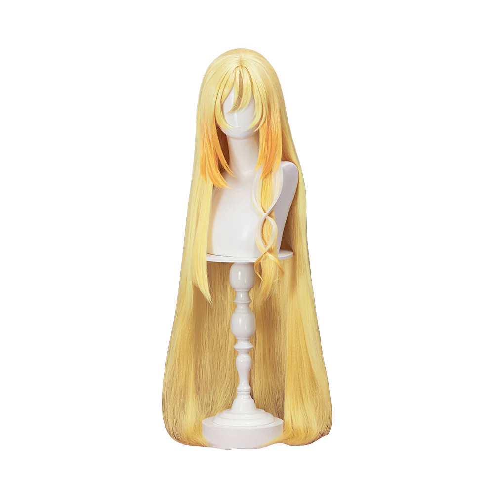 【Ready For Ship】【120CM】DokiDoki Game Genshin Impact Cosplay Rhinedottir Wig Gold “ R ” Long Straight Blond Hair Song of the Welkin Moon - Image 5