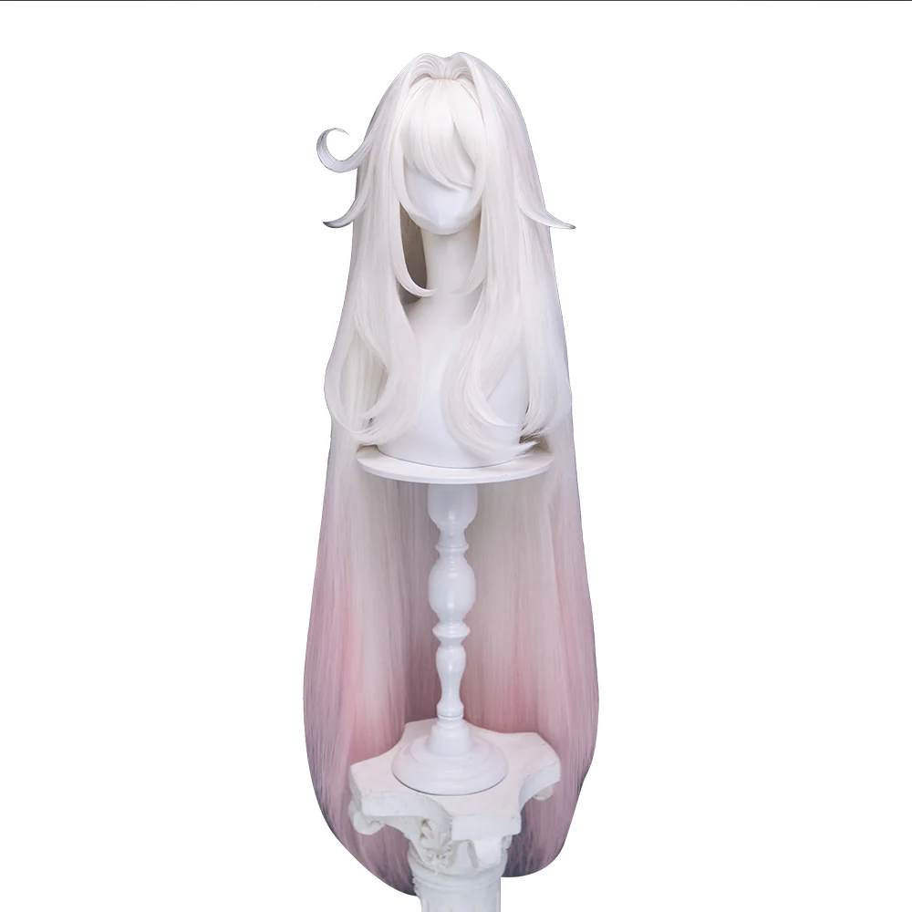 【Ready For Ship】【120CM】DokiDoki Game Genshin Impact Cosplay Ronova Wig Long Straight White Pink Gradient Hair Ruler of Death Song of the Welkin Moon - Image 5