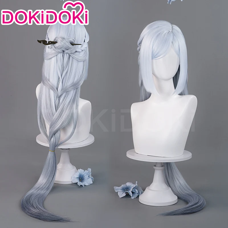 DokiDoki Game Genshin Impact Cosplay Shenhe Wig Frostflower Dew Lantern Rite 2024 Skin Long Silver Hair