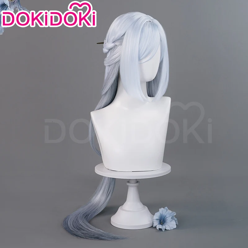 DokiDoki Game Genshin Impact Cosplay Shenhe Wig Frostflower Dew Lantern Rite 2024 Skin Long Silver Hair - Image 2