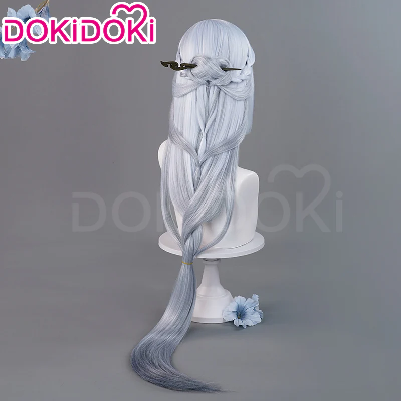DokiDoki Game Genshin Impact Cosplay Shenhe Wig Frostflower Dew Lantern Rite 2024 Skin Long Silver Hair - Image 3