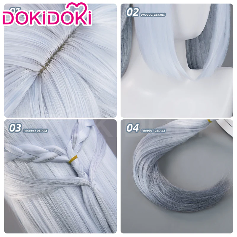 DokiDoki Game Genshin Impact Cosplay Shenhe Wig Frostflower Dew Lantern Rite 2024 Skin Long Silver Hair - Image 5