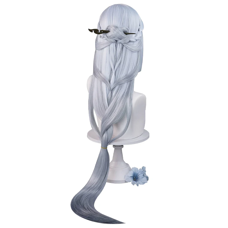 DokiDoki Game Genshin Impact Cosplay Shenhe Wig Frostflower Dew Lantern Rite 2024 Skin Long Silver Hair - Image 7