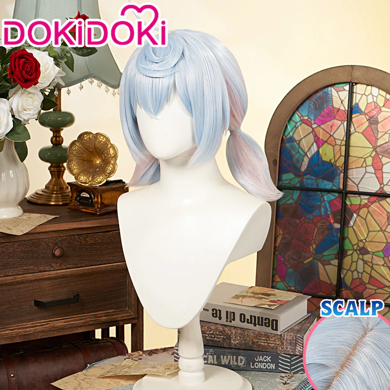 【Ready For Ship】DokiDoki Game Genshin Impact Cosplay Fontaine Sigewinne Wig Blue Pink Twin Tail Cute - Image 2