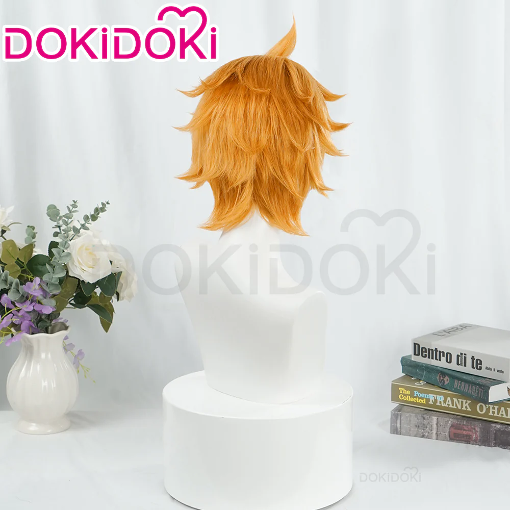 【Wig Ready For Ship】DokiDoki Game Genshin Impact Cosplay Tartaglia / Childe Cosplay Wig Men Short Orange Wig / Earring - Image 3