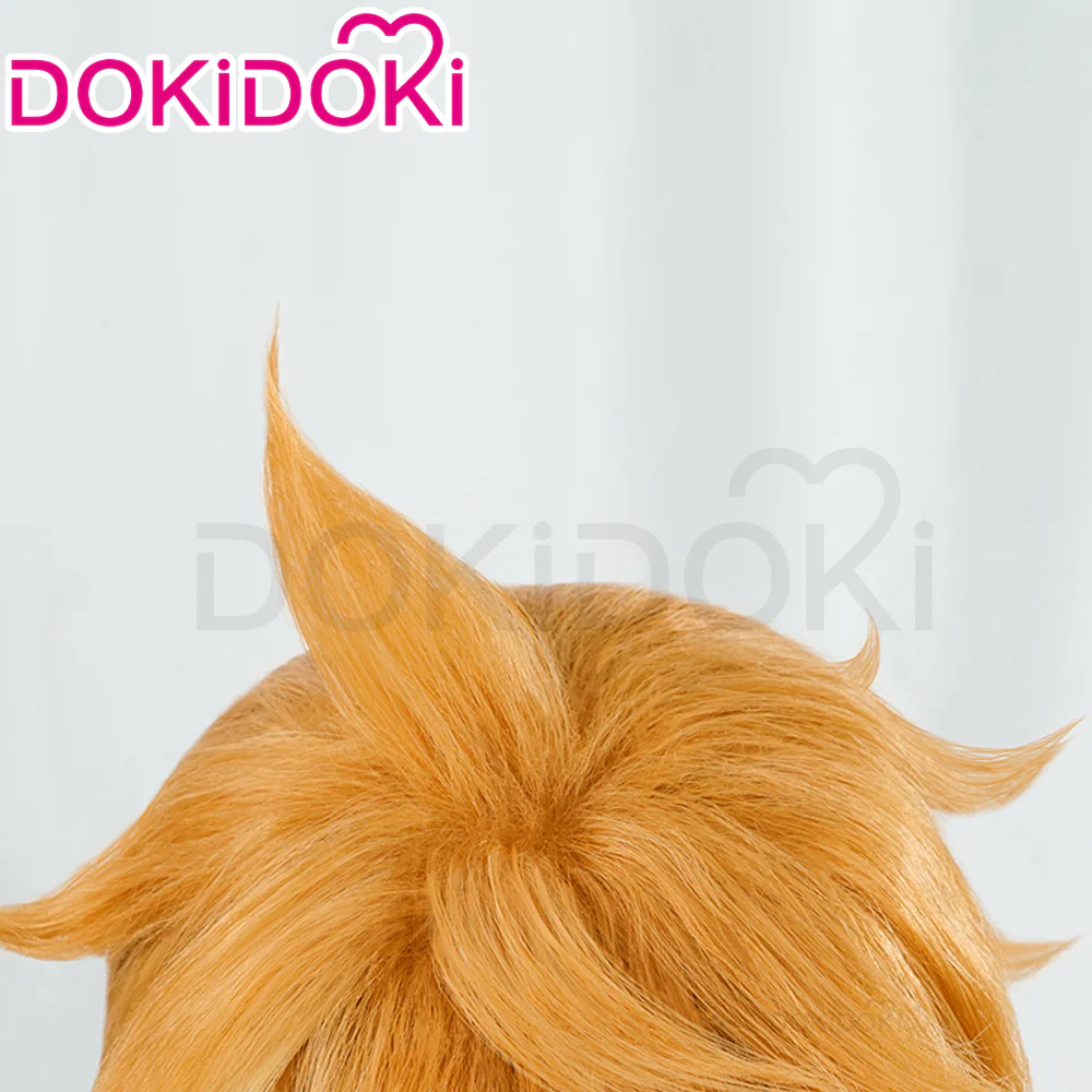 【Wig Ready For Ship】DokiDoki Game Genshin Impact Cosplay Tartaglia / Childe Cosplay Wig Men Short Orange Wig / Earring - Image 4