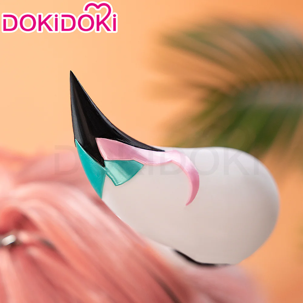 【Ready For Ship】DokiDoki Game Genshin Impact Cosplay Varesa Wig / Horn / Eyelashes Long Pink Green Highlights Hair Removable Ahoge - Image 10