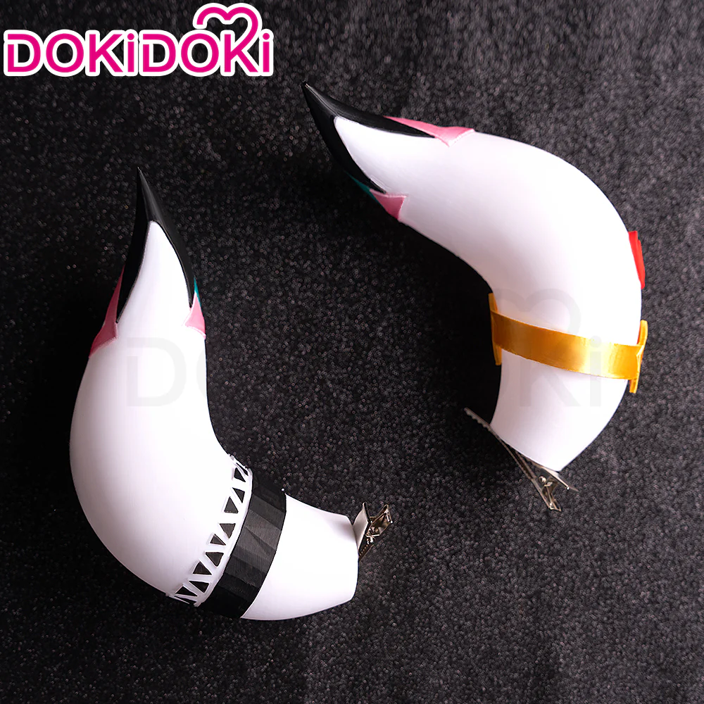 【Ready For Ship】DokiDoki Game Genshin Impact Cosplay Varesa Wig / Horn / Eyelashes Long Pink Green Highlights Hair Removable Ahoge - Image 11