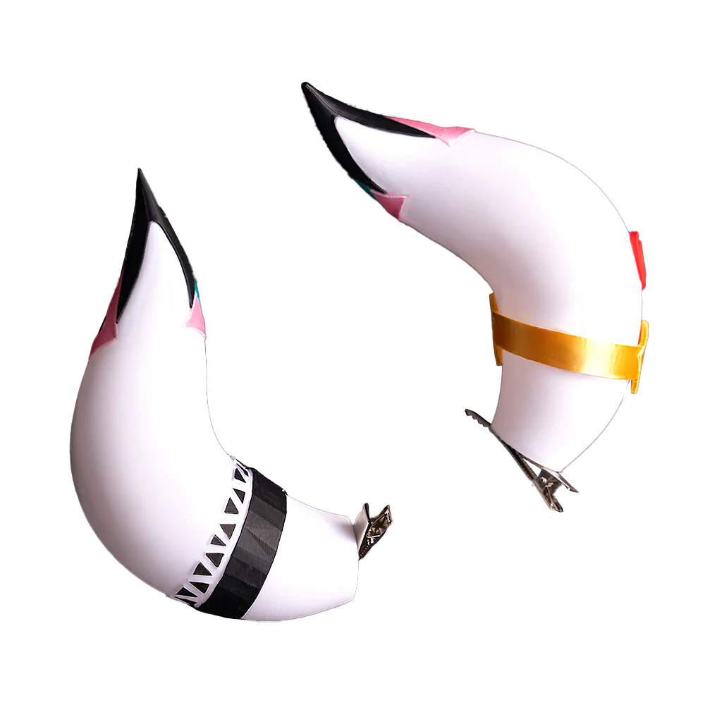 【Ready For Ship】DokiDoki Game Genshin Impact Cosplay Varesa Wig / Horn / Eyelashes Long Pink Green Highlights Hair Removable Ahoge - Image 12