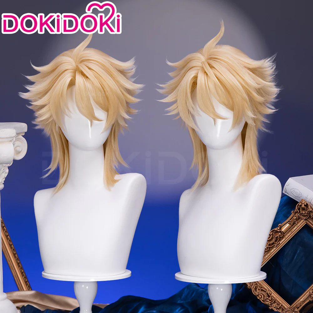 DokiDoki Game Genshin Impact Cosplay Varka Wig Long Blond Hair Knight of Boreas Song of the Welkin Moon - Image 10