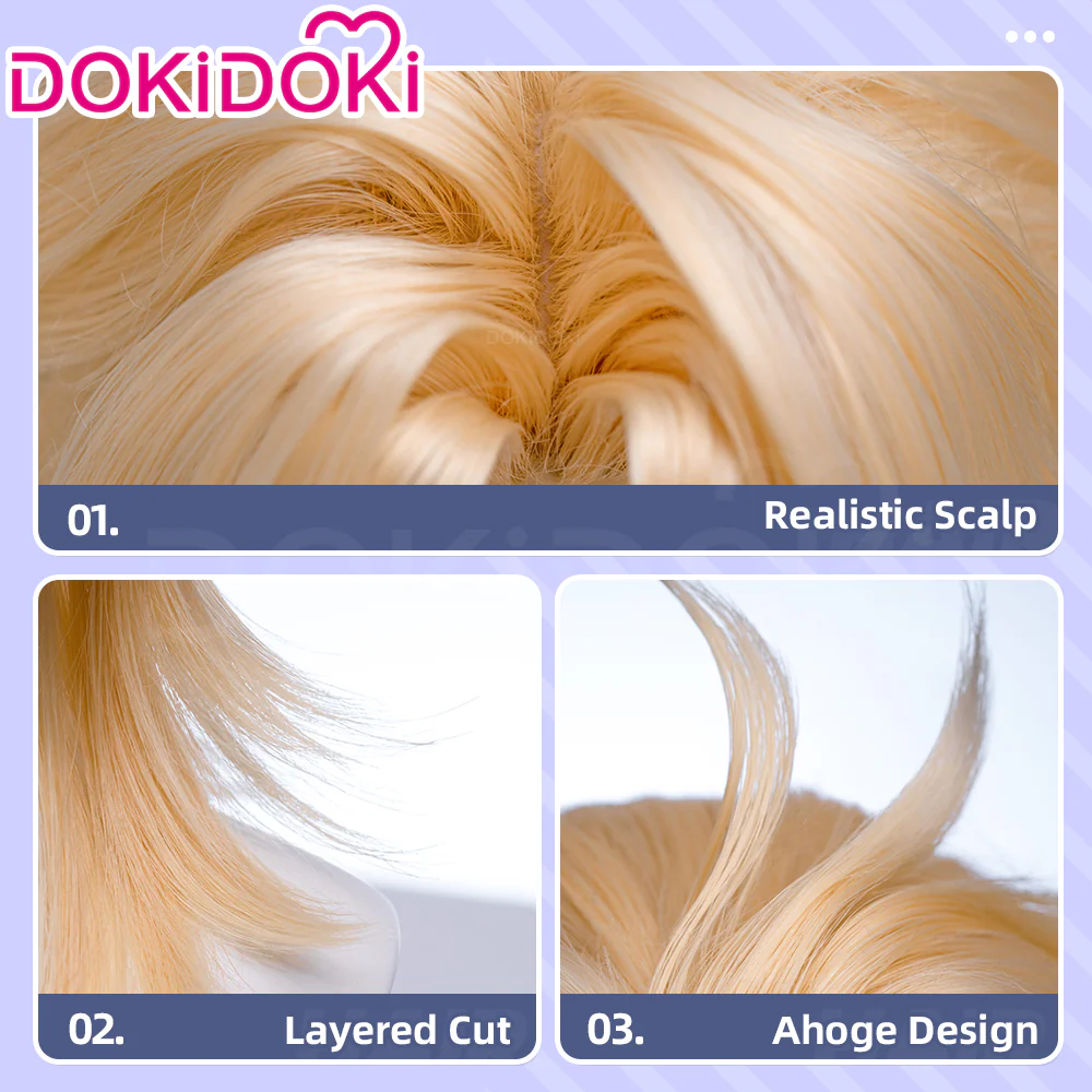 DokiDoki Game Genshin Impact Cosplay Varka Wig Long Blond Hair Knight of Boreas Song of the Welkin Moon - Image 12