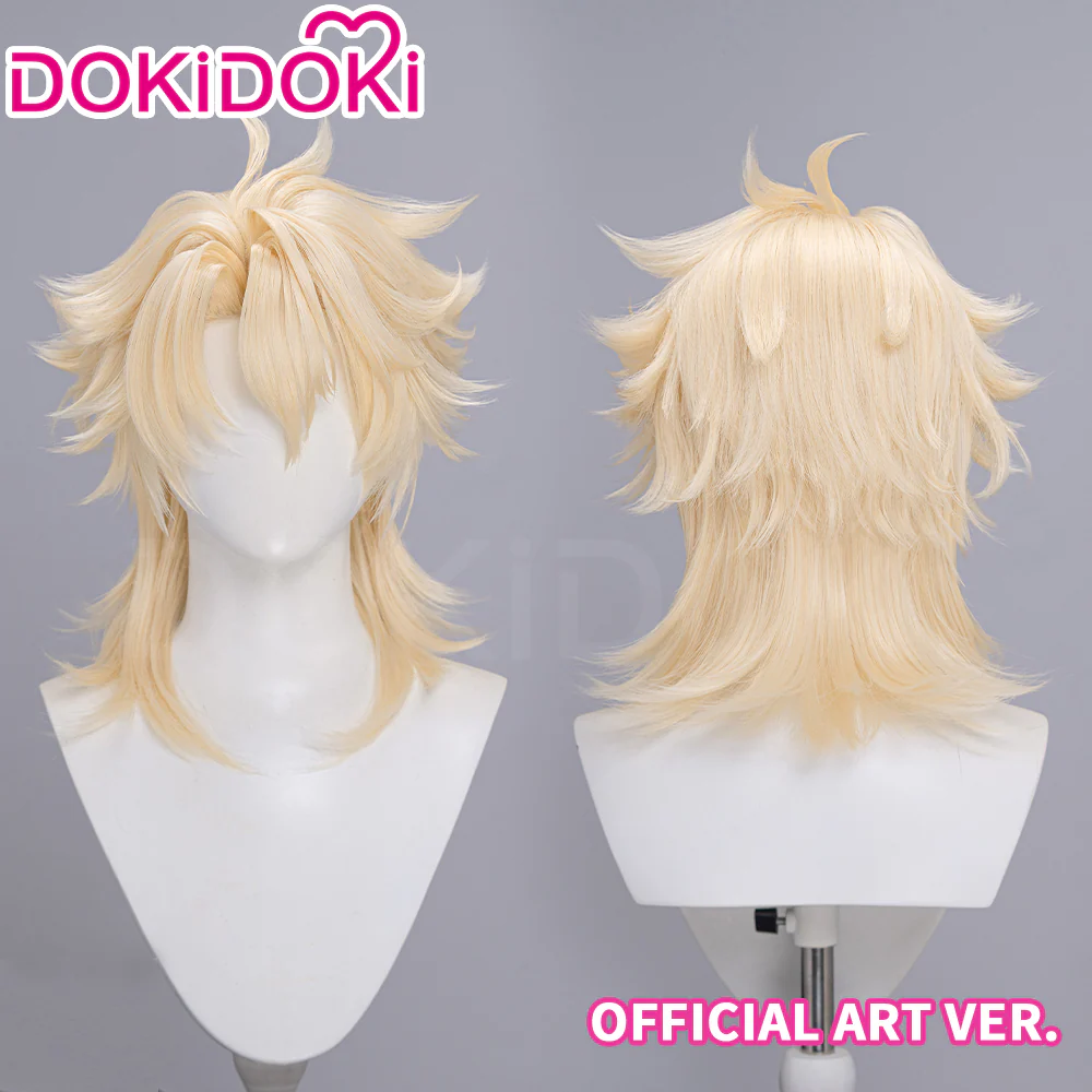 DokiDoki Game Genshin Impact Cosplay Varka Wig Long Blond Hair Knight of Boreas Song of the Welkin Moon - Image 3