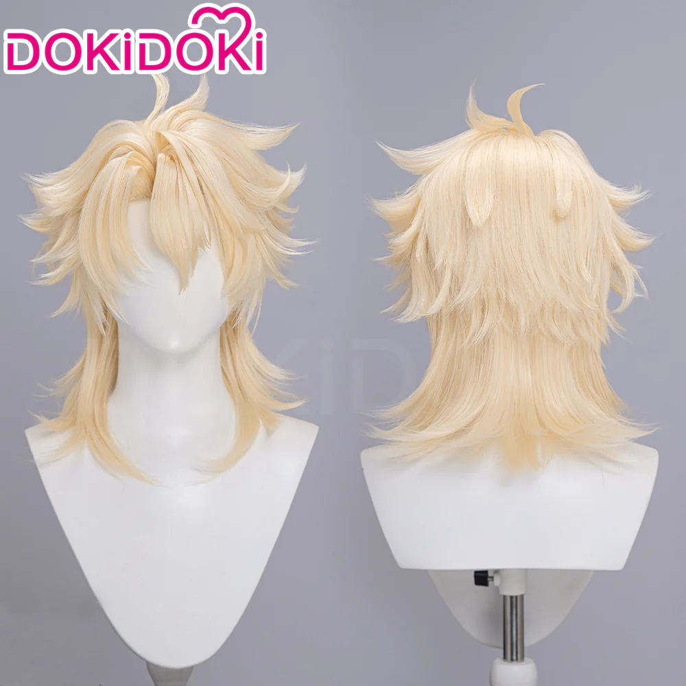 DokiDoki Game Genshin Impact Cosplay Varka Wig Long Blond Hair Knight of Boreas Song of the Welkin Moon - Image 4