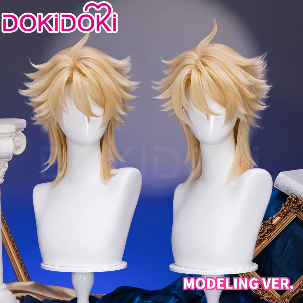 DokiDoki Game Genshin Impact Cosplay Varka Wig Long Blond Hair Knight of Boreas Song of the Welkin Moon - Image 9
