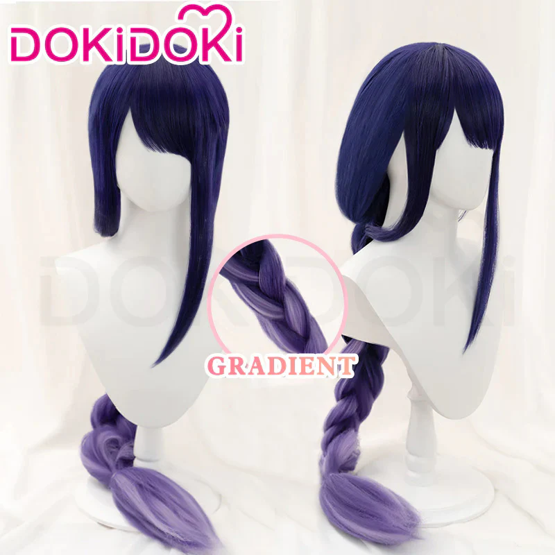 【Gradient Ver】DokiDoki Game Genshin Impact Cosplay Version Raiden Shogun Baal Wig DyedLong Purple