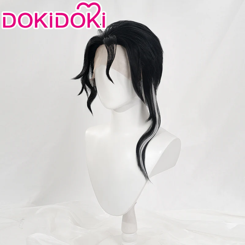【Ready For Ship】DokiDoki Game Genshin Impact Cosplay Wig Cosplay  Pantalone Wig Front Lace Curly Black/ Glasses - Image 2