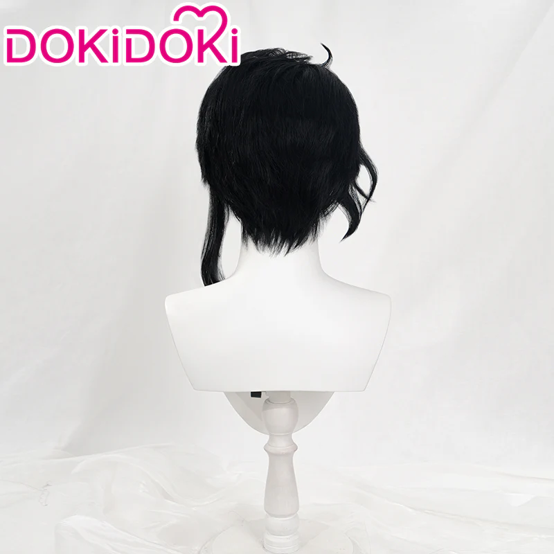 【Ready For Ship】DokiDoki Game Genshin Impact Cosplay Wig Cosplay  Pantalone Wig Front Lace Curly Black/ Glasses - Image 3