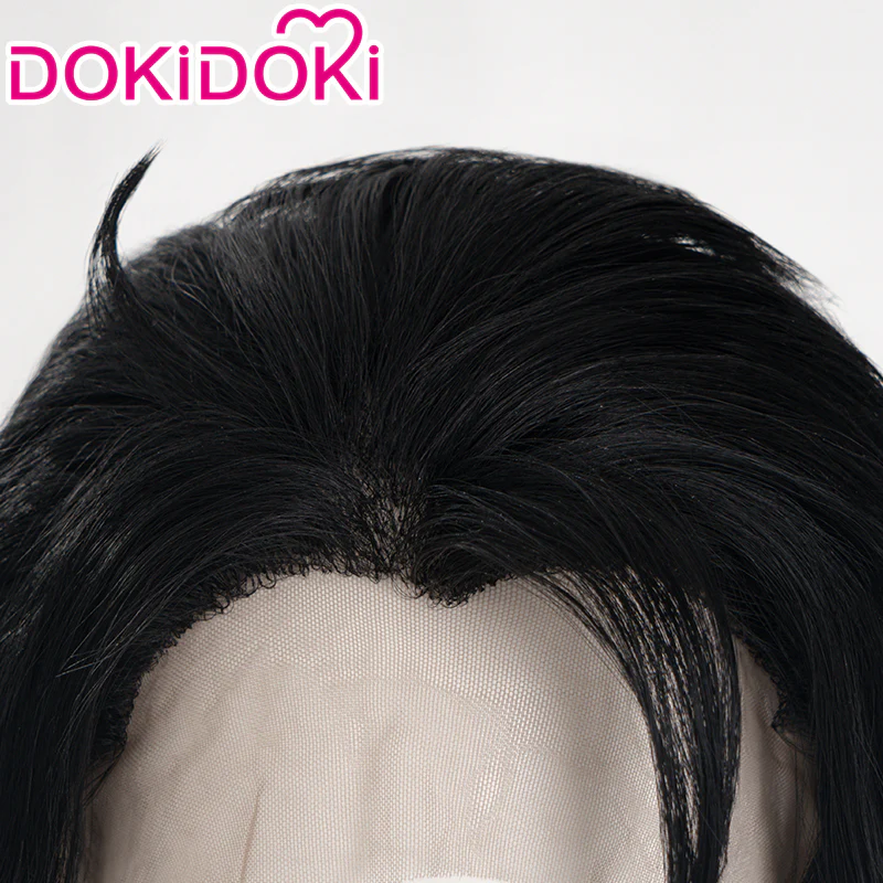【Ready For Ship】DokiDoki Game Genshin Impact Cosplay Wig Cosplay  Pantalone Wig Front Lace Curly Black/ Glasses - Image 4