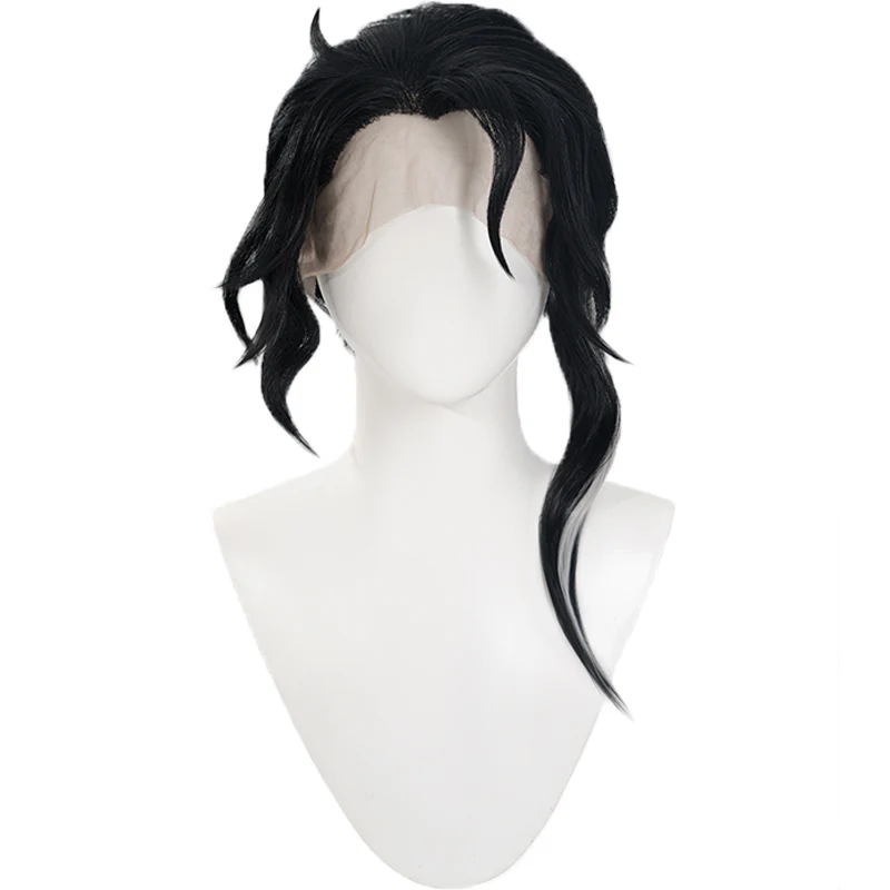 【Ready For Ship】DokiDoki Game Genshin Impact Cosplay Wig Cosplay  Pantalone Wig Front Lace Curly Black/ Glasses - Image 5