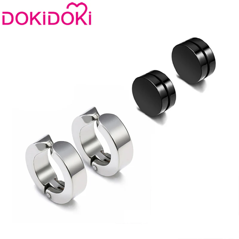 【Ready For Ship】DokiDoki Game Genshin Impact Cosplay Fontaine Wriothesley Wig Short Black Grey / Earring / Wefts - Image 8