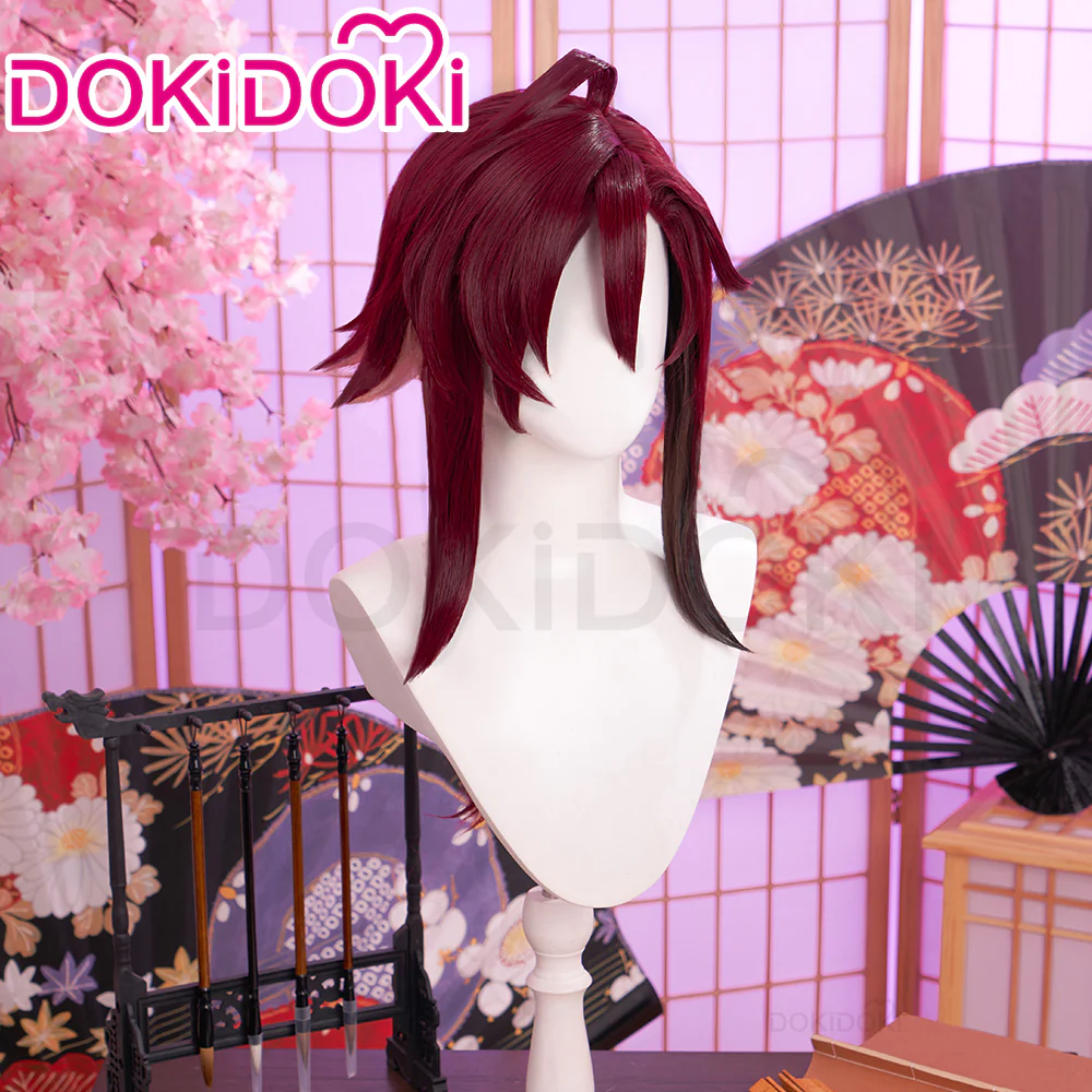 【Ready For Ship】DokiDoki Game Genshin Impact Cosplay Shikanoin Heizou Wig Long Straight Red Hair - Image 2