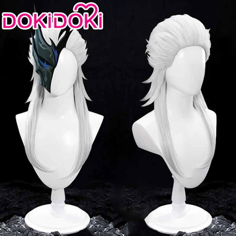 DokiDoki Game Genshin Impact Fatui Harbinger Cosplay Pierro Cosplay Wig Long White