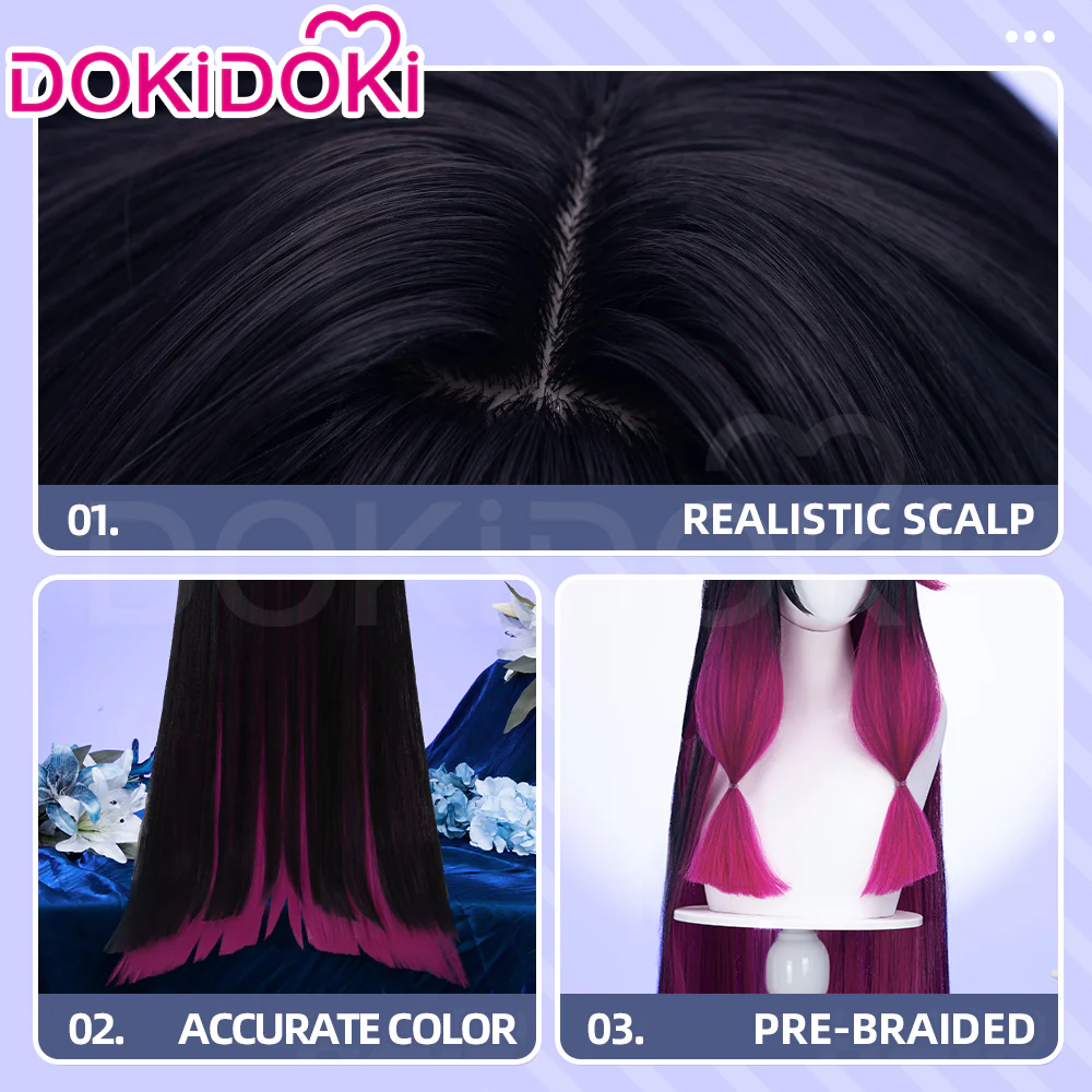 【Partially Ready For Ship】【120CM / 110CM】DokiDoki Game Genshin Impact Fatui Harbinger Cosplay Wig Cosplay Columbina Wig Long Straight - Image 20