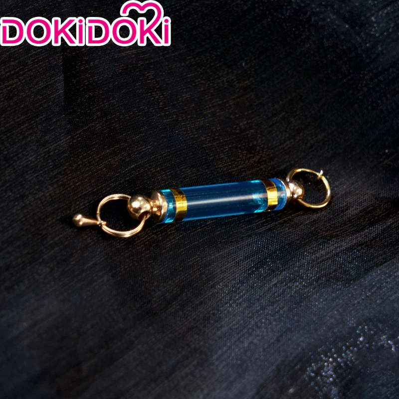【Ready For Ship】DokiDoki Game Genshin Impact Fatui Harbinger Cosplay Il Dottore Wig / Earrings Short Curly Blue - Image 7