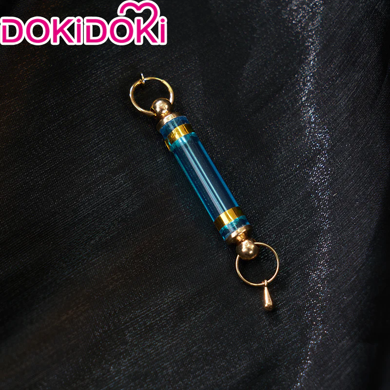 【Ready For Ship】DokiDoki Game Genshin Impact Fatui Harbinger Cosplay Il Dottore Wig / Earrings Short Curly Blue - Image 8