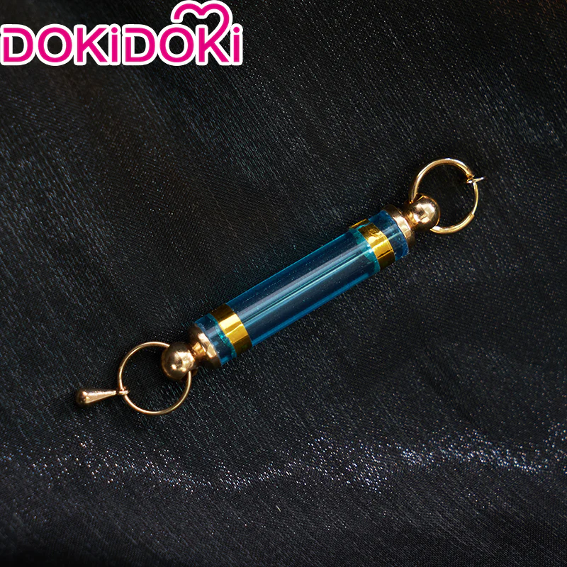 【Ready For Ship】DokiDoki Game Genshin Impact Fatui Harbinger Cosplay Il Dottore Wig / Earrings Short Curly Blue - Image 9
