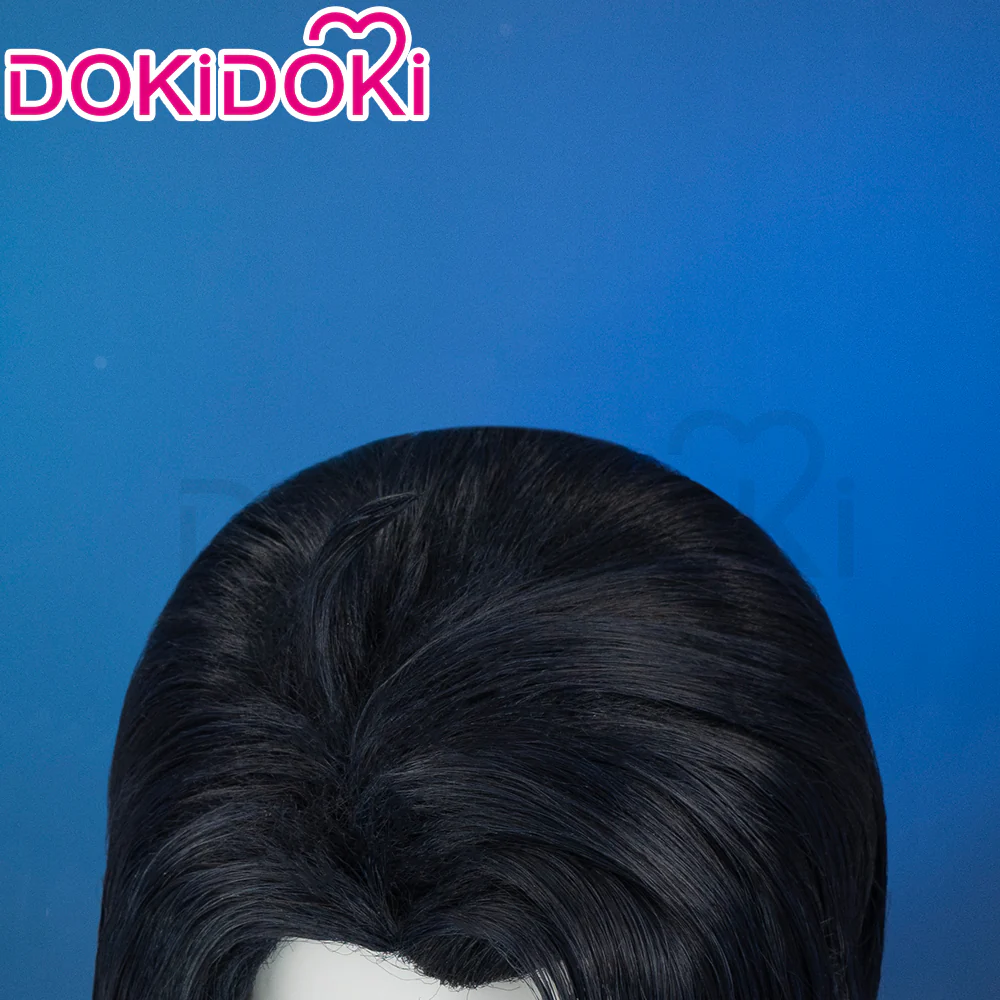 DokiDoki Game Genshin Impact Fatui Harbinger Cosplay Wig Pierr Pantalone Short Curly Black Wig/Glasses - Image 4