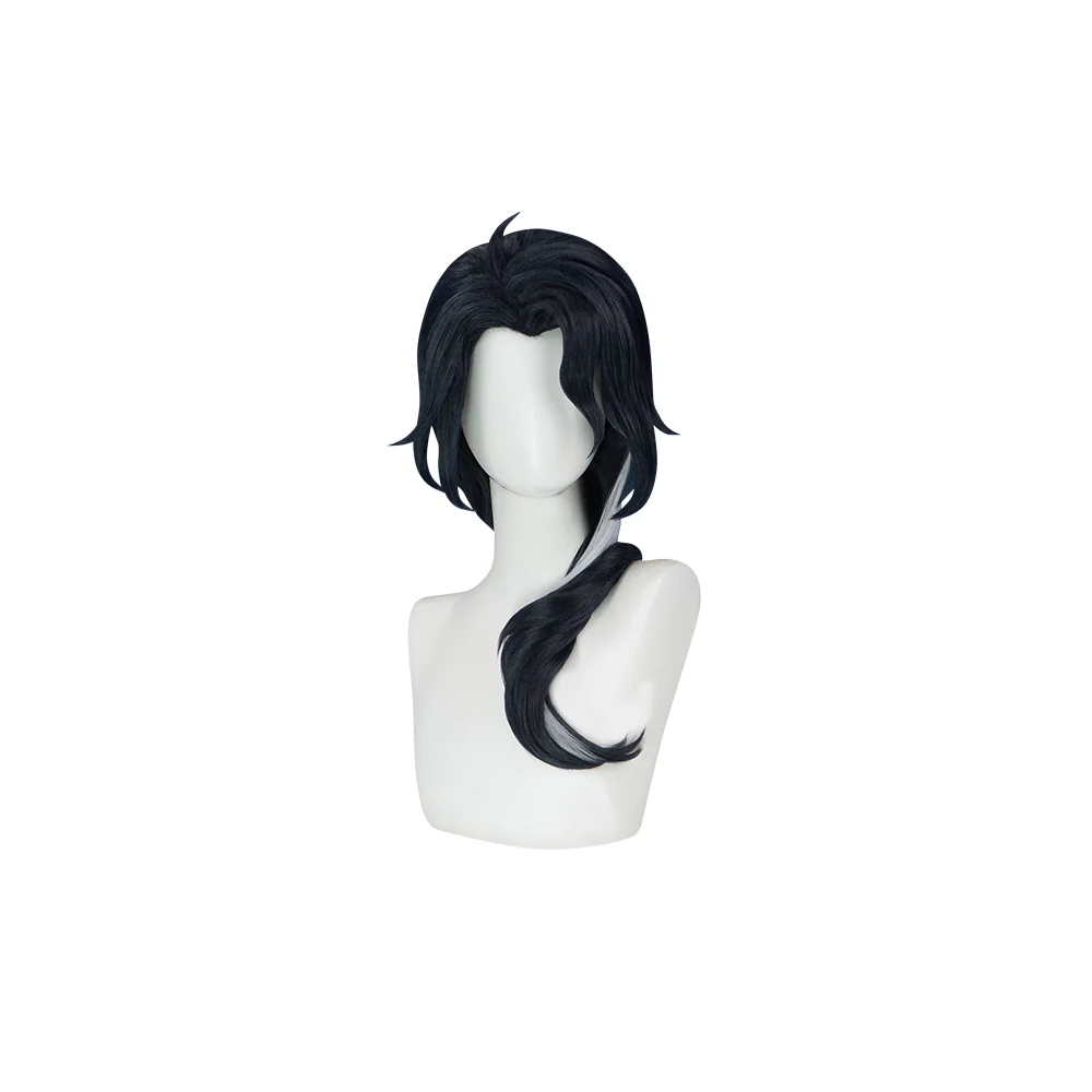 DokiDoki Game Genshin Impact Fatui Harbinger Cosplay Wig Pierr Pantalone Short Curly Black Wig/Glasses - Image 5