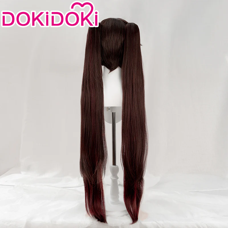 【Ready For Ship】DokiDoki Game Genshin Impact  Hutao Cosplay Wig  Hu Tao Dark Brown Halloween - Image 3