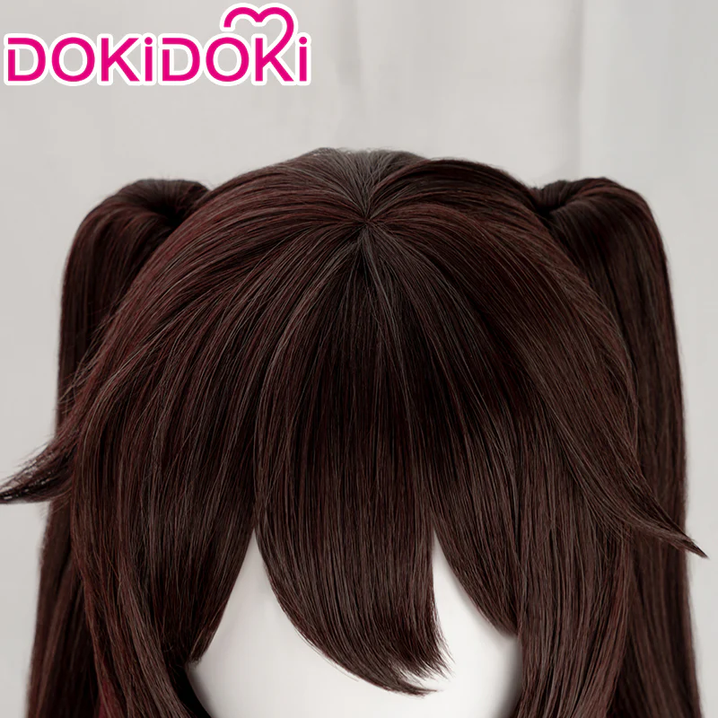 【Ready For Ship】DokiDoki Game Genshin Impact  Hutao Cosplay Wig  Hu Tao Dark Brown Halloween - Image 4