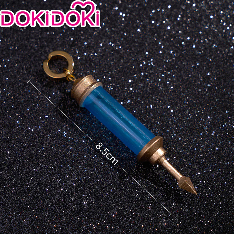 【Long Ver Ready For Ship】DokiDoki Game Genshin Impact Dottore Cosplay Wig Doctor Short Blue / Earring / Ear Clip / Alchemy Bottle - Image 11