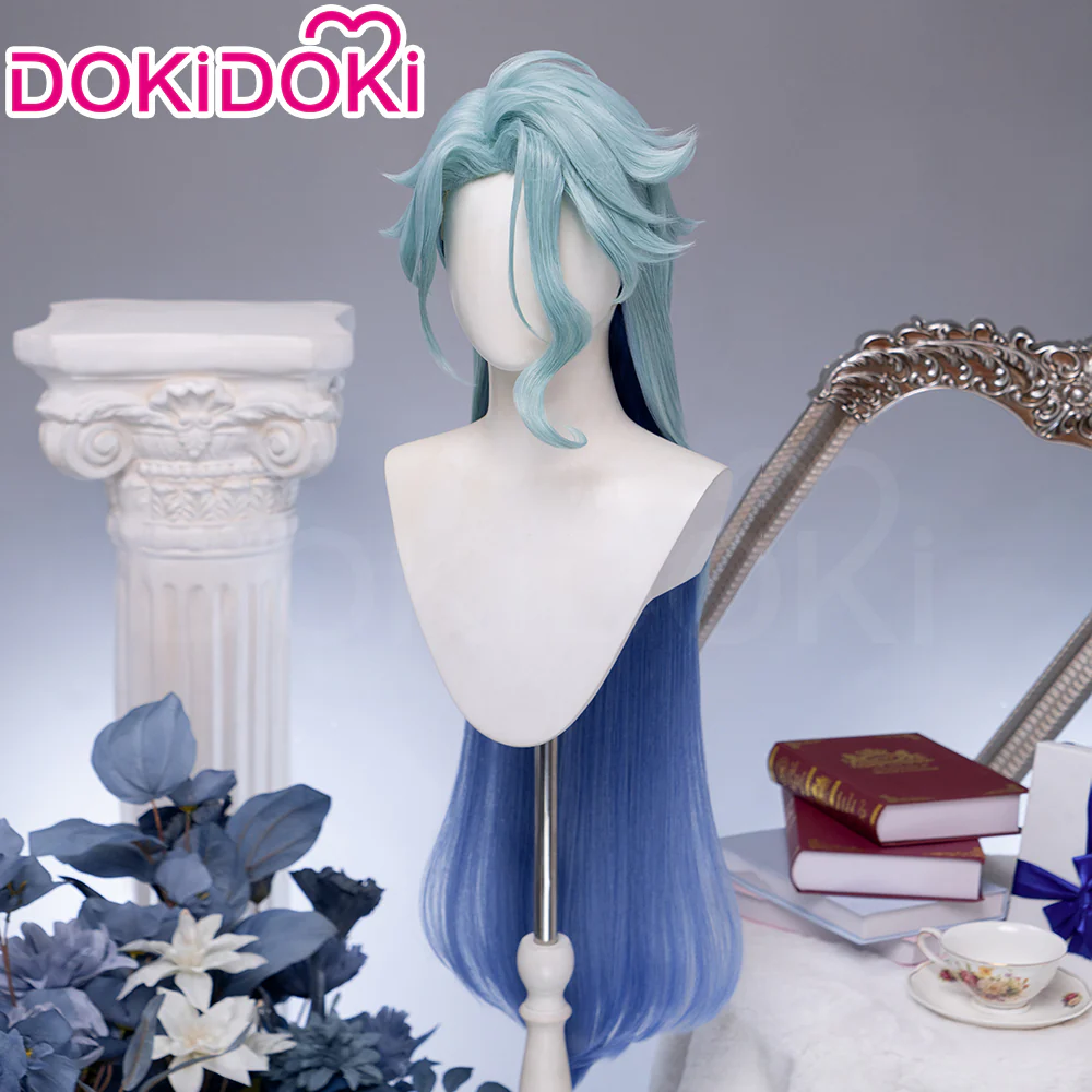 【Long Ver Ready For Ship】DokiDoki Game Genshin Impact Dottore Cosplay Wig Doctor Short Blue / Earring / Ear Clip / Alchemy Bottle - Image 5
