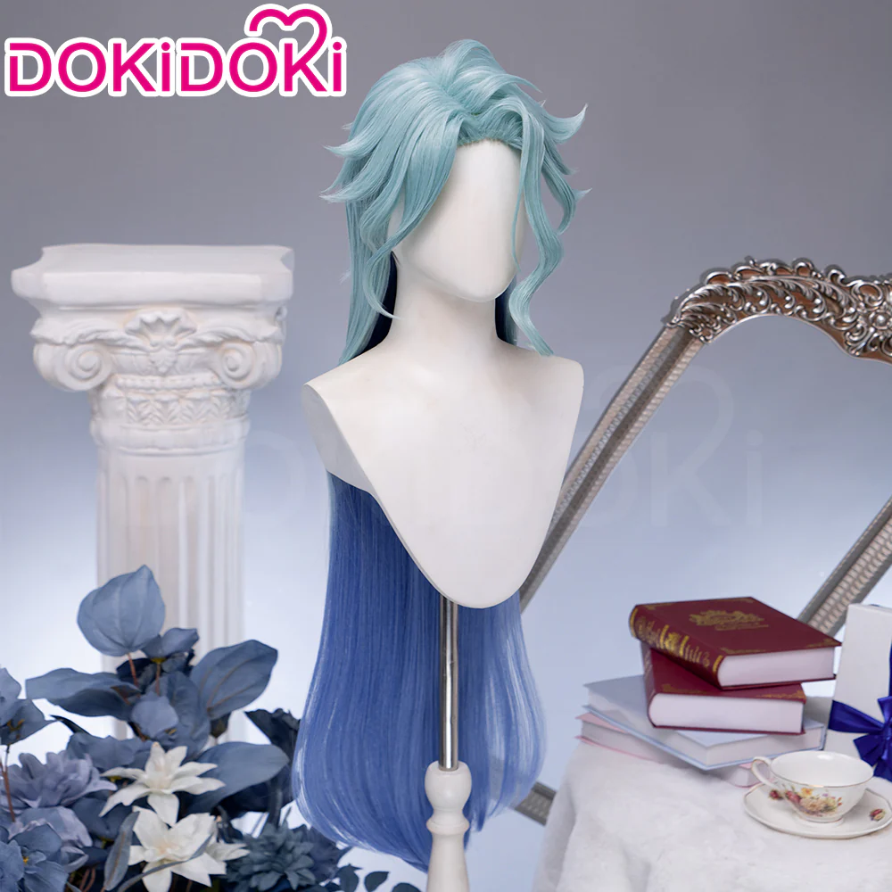 【Long Ver Ready For Ship】DokiDoki Game Genshin Impact Dottore Cosplay Wig Doctor Short Blue / Earring / Ear Clip / Alchemy Bottle - Image 6