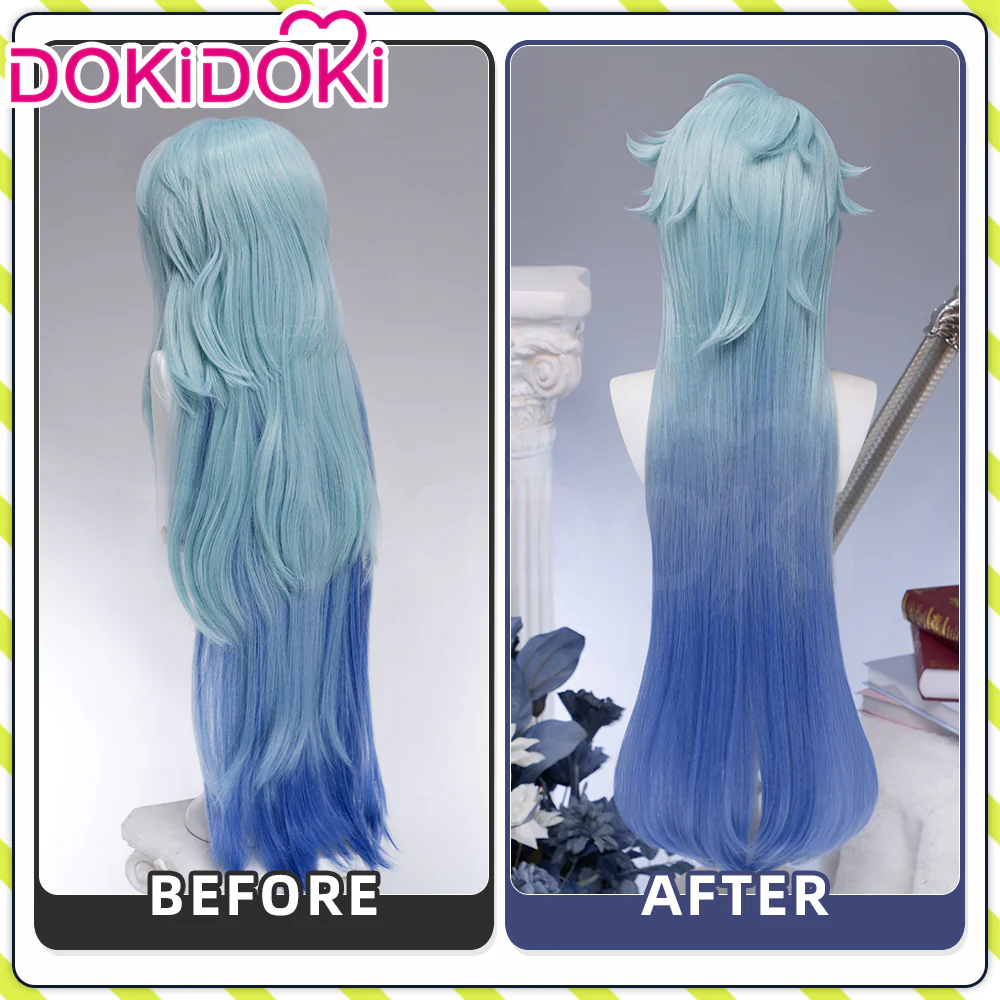 【Long Ver Ready For Ship】DokiDoki Game Genshin Impact Dottore Cosplay Wig Doctor Short Blue / Earring / Ear Clip / Alchemy Bottle - Image 8