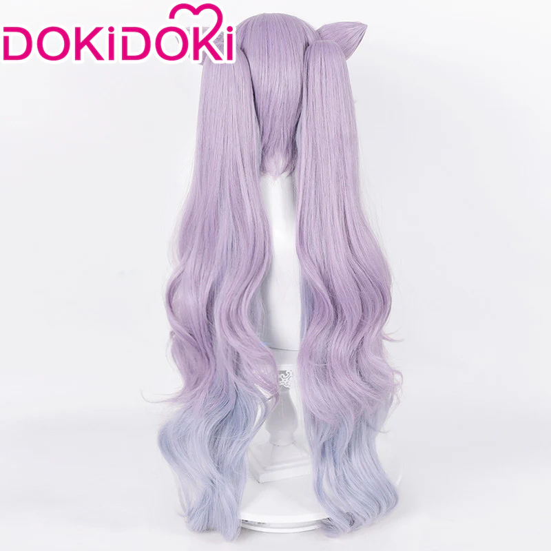 DokiDoki Game Genshin Impact Keqing Cosplay Wig Opulent Splendor Ke Qing Gradient Ver Long Curly Purple - Image 3
