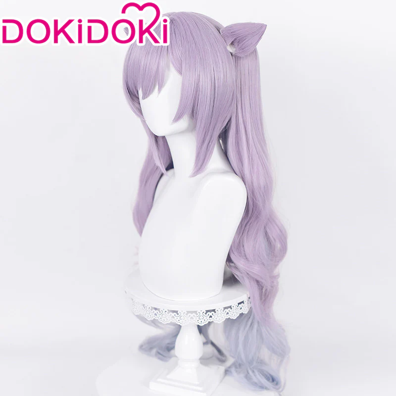 DokiDoki Game Genshin Impact Keqing Cosplay Wig Opulent Splendor Ke Qing Gradient Ver Long Curly Purple - Image 4