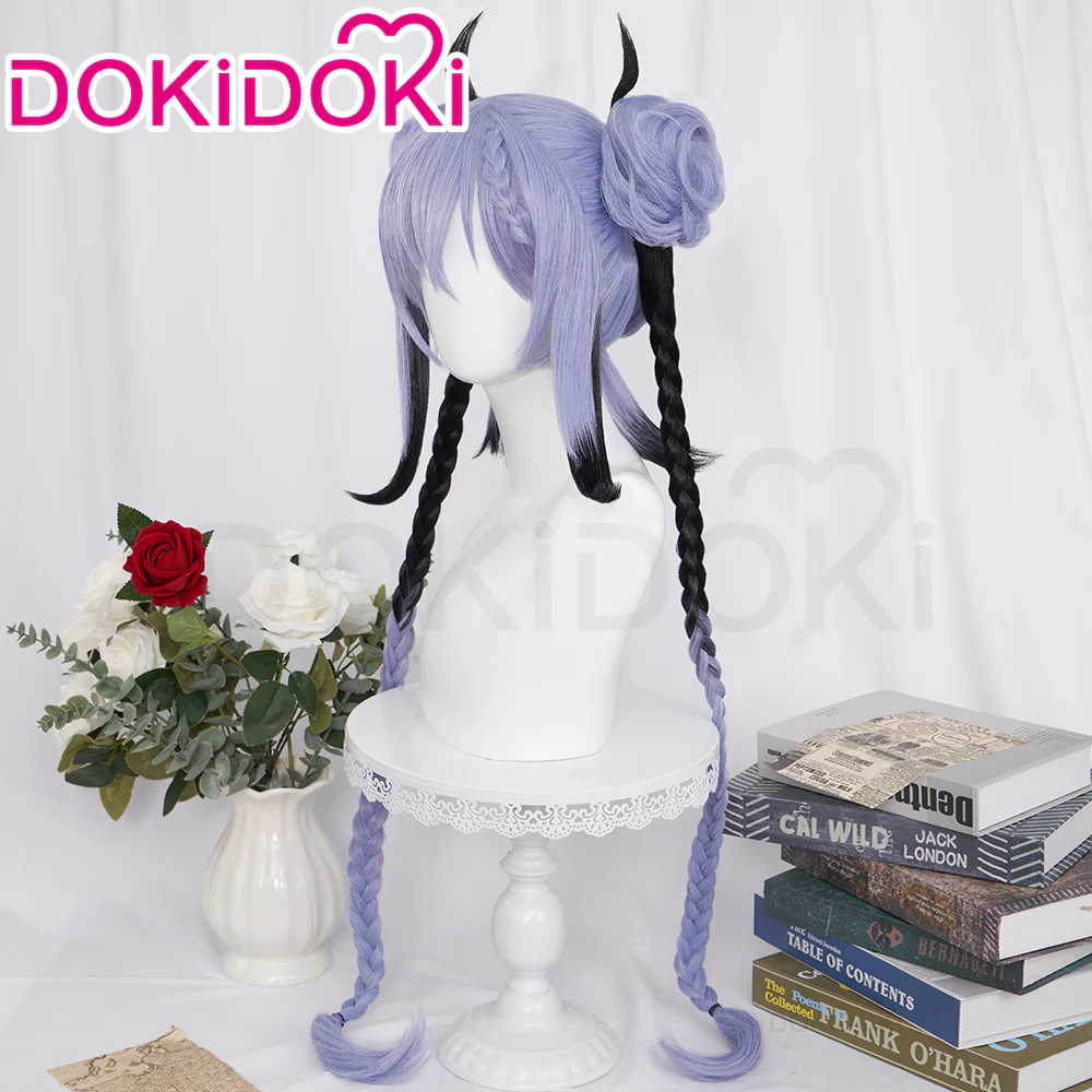 【Ready For Ship】DokiDoki Game Genshin Impact M Cosplay Wig Long Purple Black Gothic girl - Image 2