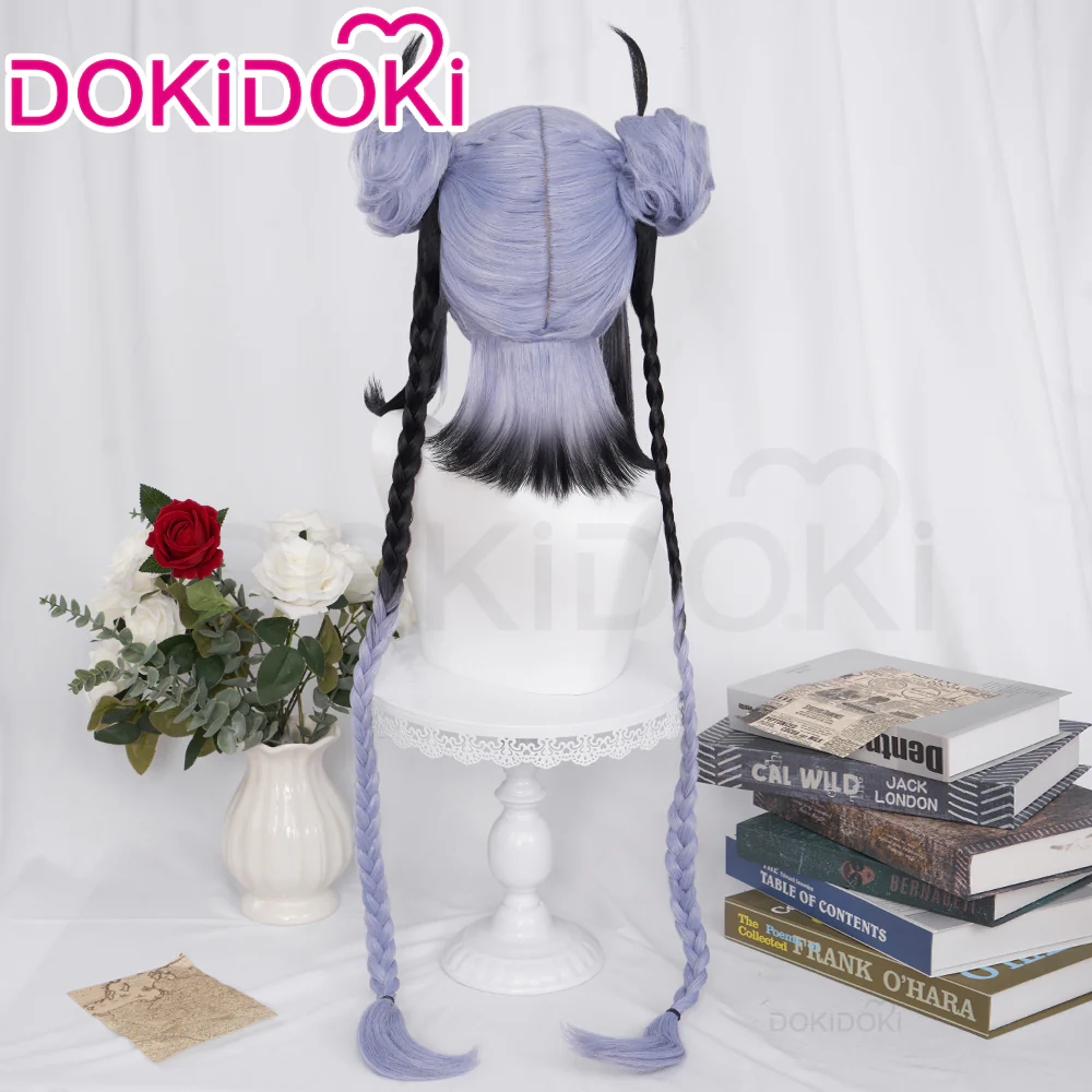 【Ready For Ship】DokiDoki Game Genshin Impact M Cosplay Wig Long Purple Black Gothic girl - Image 3
