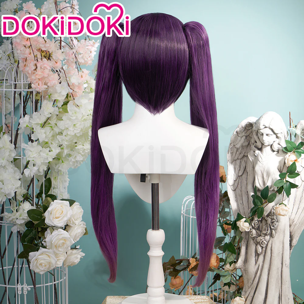 【Ready For Ship】DokiDoki Game Genshin Impact Mona Cosplay Wig Long Purple Wig / Hair Accessories / Earring - Image 3