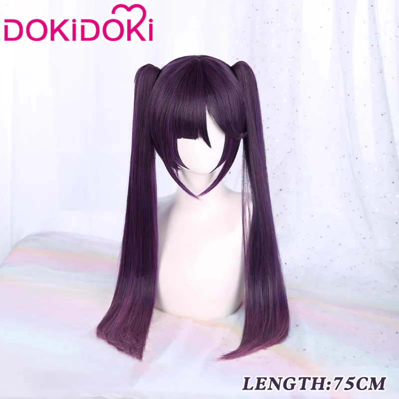【Ready For Ship】DokiDoki Game Genshin Impact Mona Cosplay Wig Long Purple Wig / Hair Accessories / Earring - Image 8