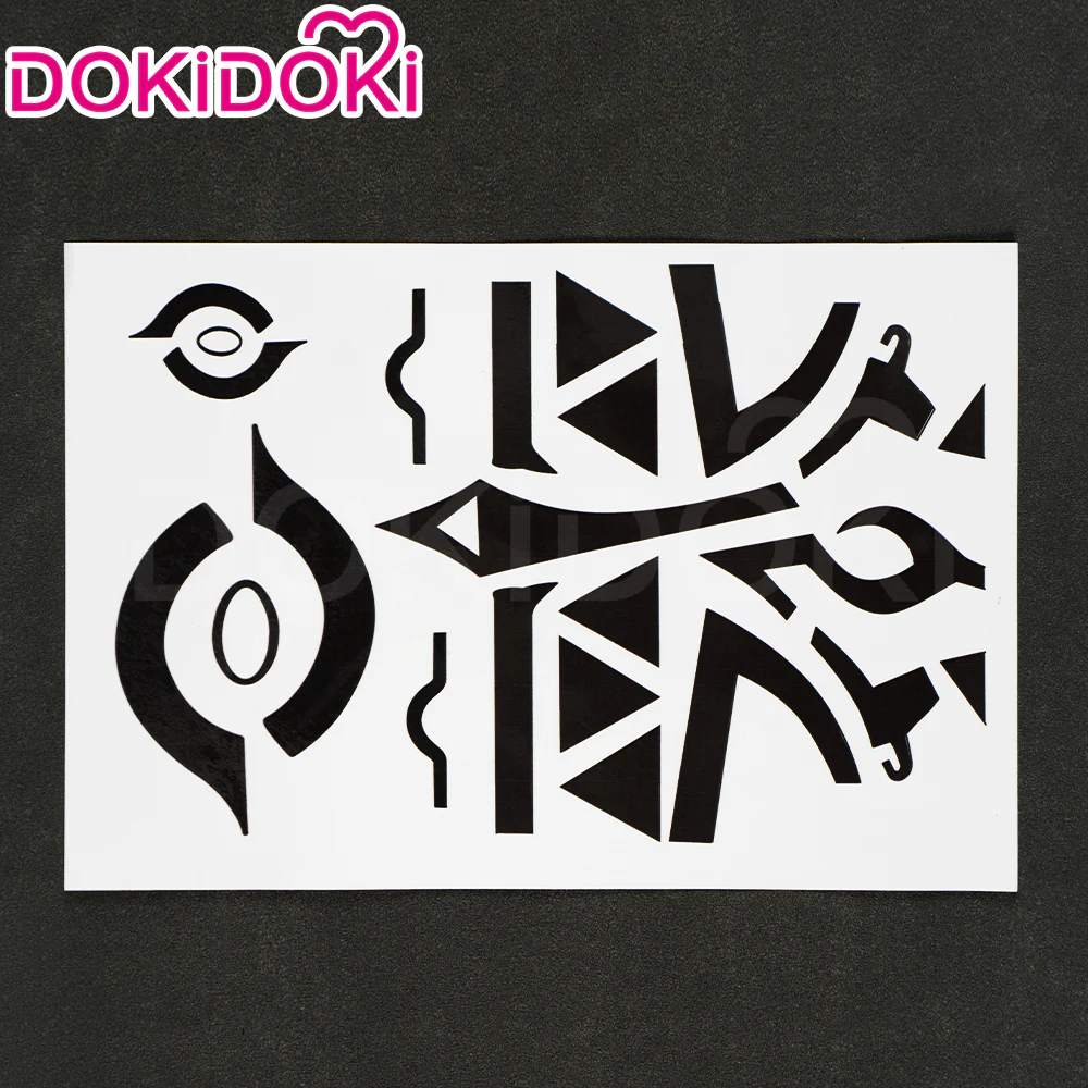 【Ready For Ship】DokiDoki Game Genshin Impact Ororon Cosplay Wig / Tattoo Sticker / Ears Long Straight Navy Blue Light Blue Highlights Hair Natlan - Image 6