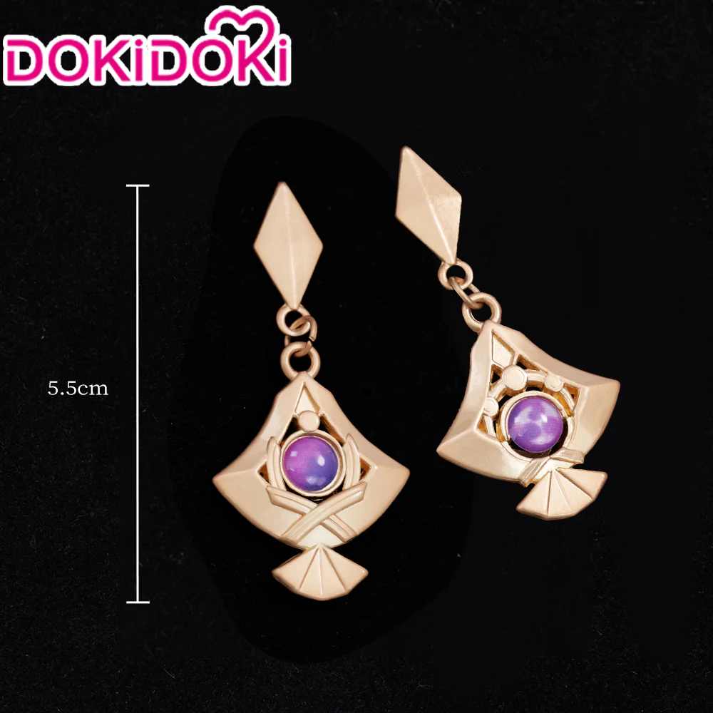 【Partially Ready For Ship】【Lighting Ver.】DokiDoki Game Genshin Impact Shogun Cosplay Wig / Hair Clip/ Earring Raiden shogun baal Long Purple - Image 8