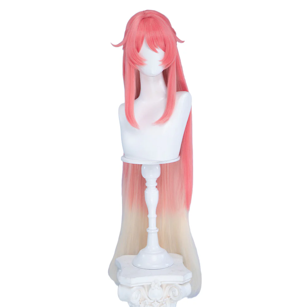 DokiDoki Game Genshin Impact Sonnet Wig Long Straight Pink Blonde Gradient Hair - Image 5