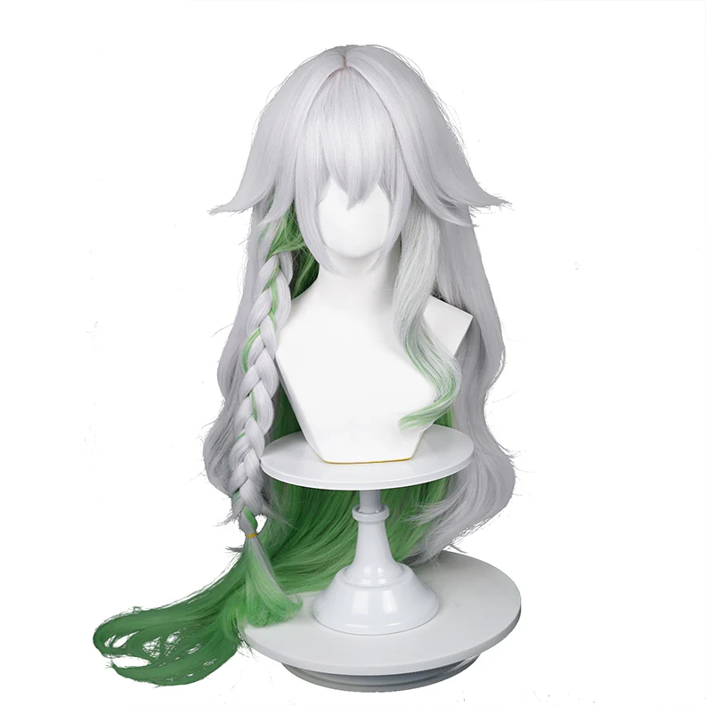 【Ready For Ship】DokiDoki Game Genshin Impact The Greater Lord Rukkhadevata cosplay wig Long Curly Silver Green Nahida - Image 5